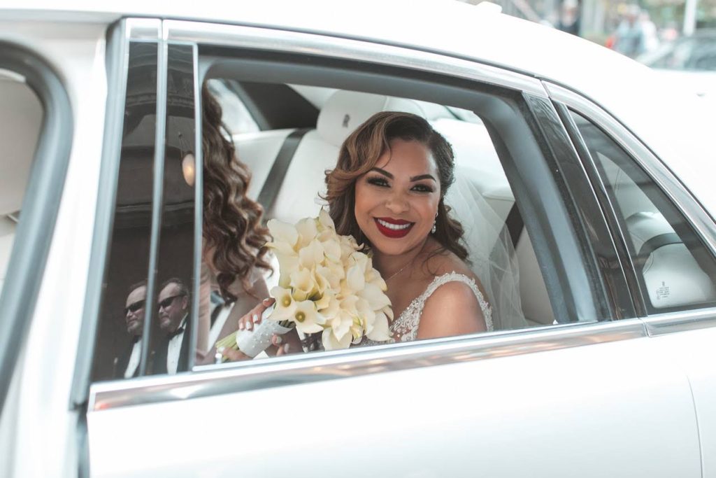 bride with makeup done